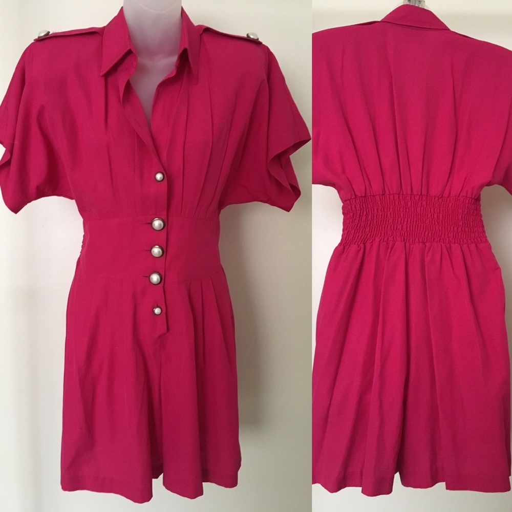Vintage 80s hot pink romper